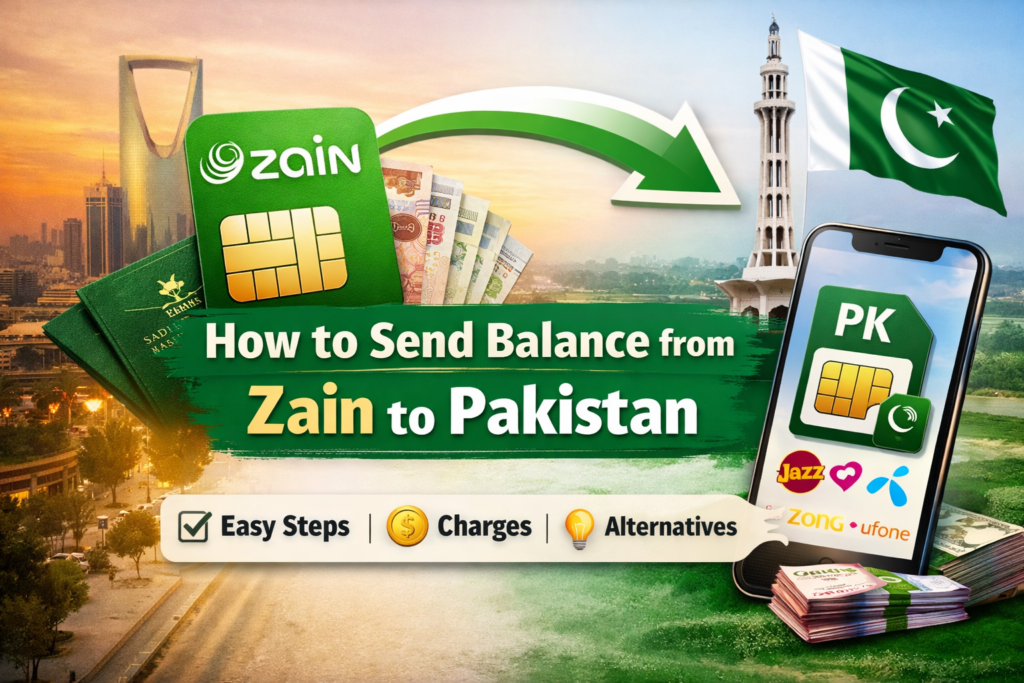 how to send balance from zain to pakistan​