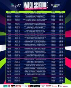 PSL 2026 Schedule