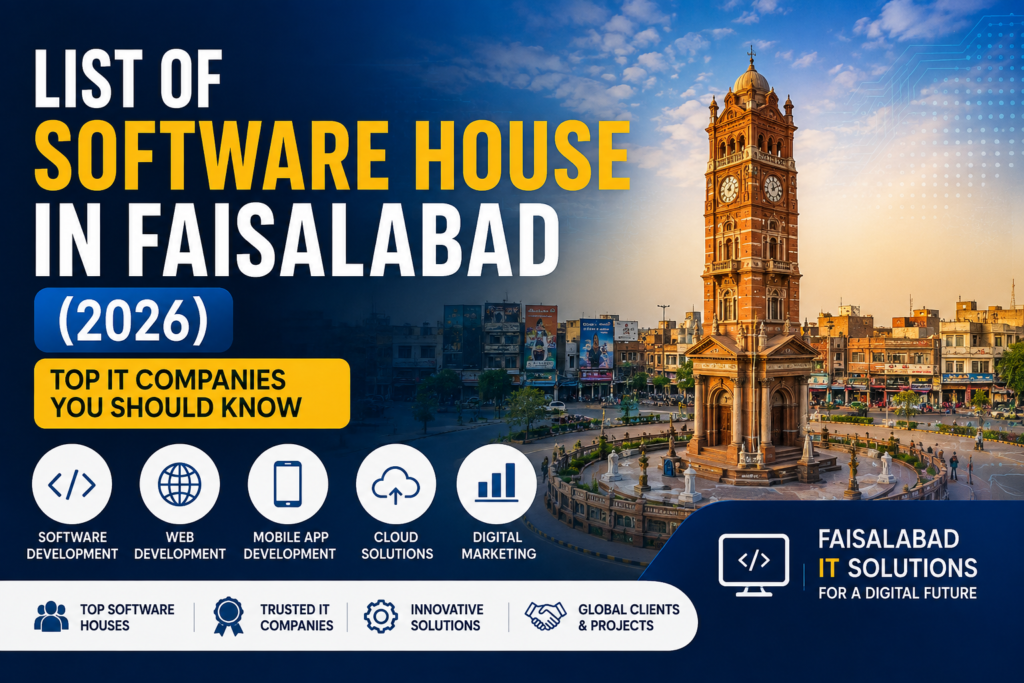 List of Software House in Faisalabad (2026) featuring top IT companies, software development firms, and technology services in Faisalabad, Pakistan.
